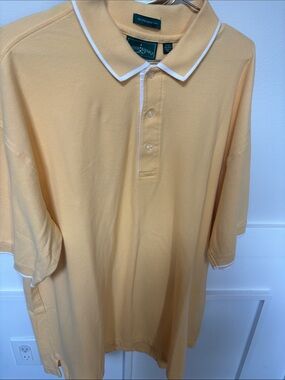 Outer banks  Pale Yellow Polo with White Trim